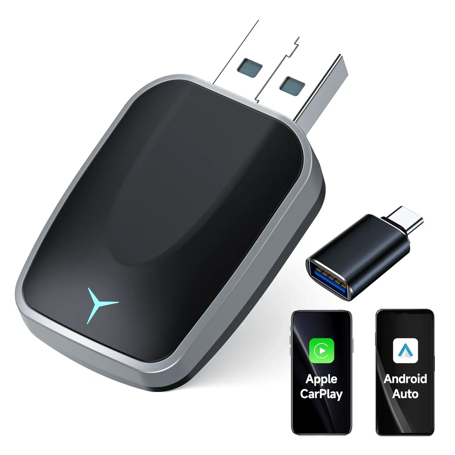 Wired to Wireless CarPlay Android Auto Adapter Black-1